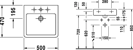Раковина подвесная Duravit Vero 50 0454500000, белый - duravit shop