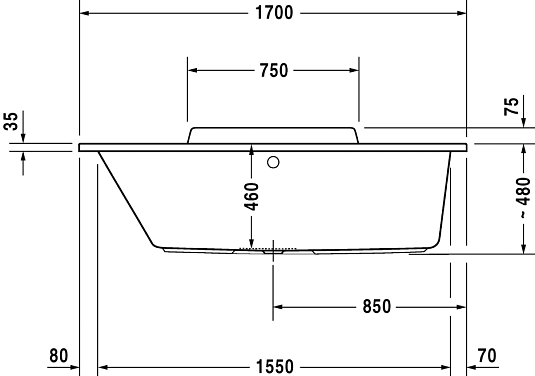 Ванна акриловая 170x70 Duravit Durastyle 700294 - duravit shop