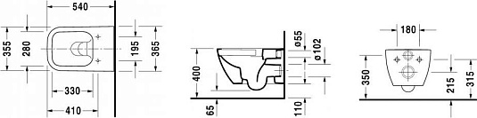 Унитаз подвесной Duravit Happy D2 Rimless 2222098900 безободковый антрацит матовый - duravit shop