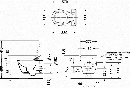 Унитаз подвесной Rimless Duravit Darling new SensoWash 2563590000 безободковый - duravit shop