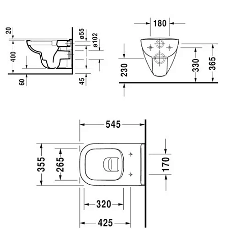 Подвесной унитаз Duravit D-Code Rimless 25700900002, с крышкой-сиденьем SoftClose 0067390000, безободковый - duravit shop