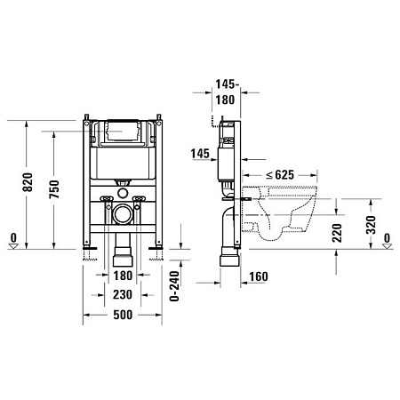 Низкая инсталляция для подвесного унитаза Duravit DuraSystem WD1033000060 - duravit shop