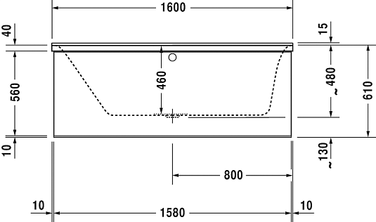Ванна акриловая 160x70 Duravit P3 Comforts 700371 - duravit shop