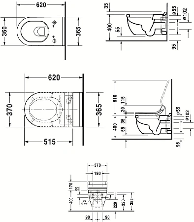 Электронный унитаз Duravit Starck 3 2226590000 подвесной с крышкой-биде 610001 00 2000300 - duravit shop