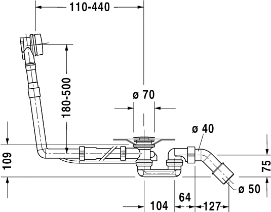 Слив-перелив удлиненный для ванны хром Duravit Starck 790293000 - duravit shop