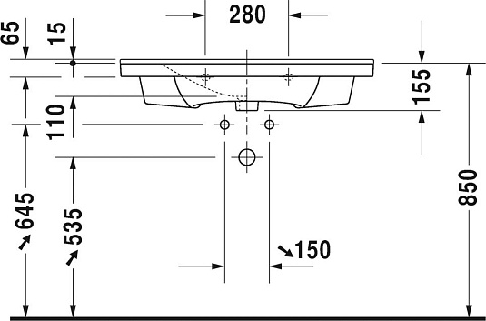 Раковина 85 см Duravit P3 Comforts 2332850000 - duravit shop