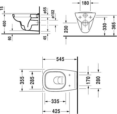 Унитаз подвесной  Duravit D-Code  45351900A1 с крышкой-сиденьем - duravit shop
