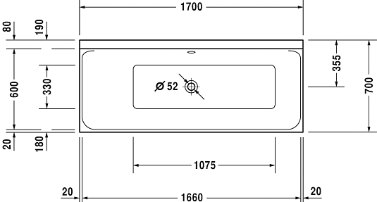 Ванна акриловая 170x70 Duravit P3 Comforts 700373 с ножками 790100 - duravit shop